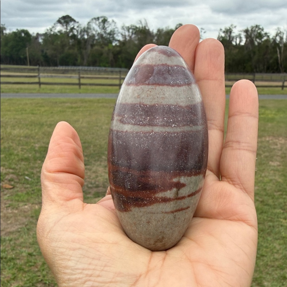 Natural Striped Shiva Lingam- Brown & Gray